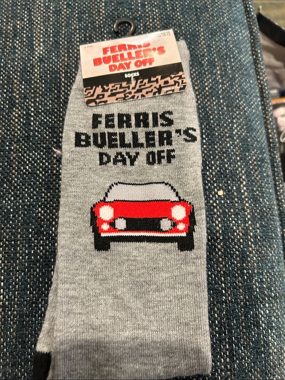Ferris Bueller's Day Off Women's Gray Novelty Socks with Red Car Graphic